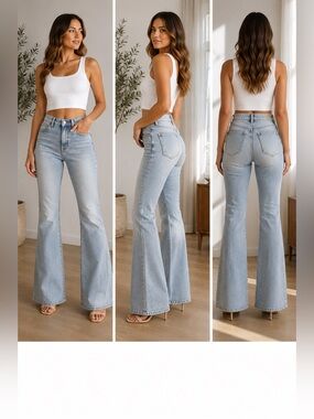 Express High Rise Flare Jeans Light Wash